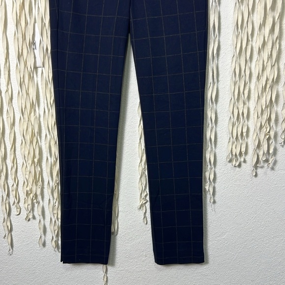 Theory Straight Trouser in Navy Windowpane Print Stretch Trouser Size 00/24 - Picture 2 of 10